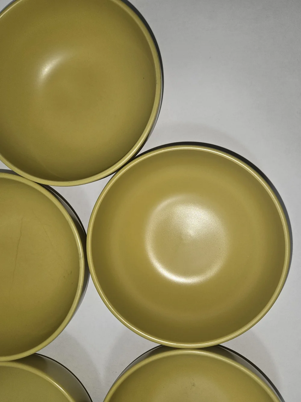 Crate&Barrel Olive Mustard Ceramic Serving Bowls - Set of 6